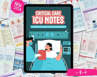 ICU Nursing Study Guide | ECG, Stroke, ICU Meds & Labs | Critical Care Cheat Sheets (e-Book)