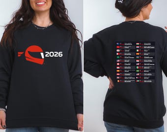 Sudadera con calendario de carreras 2026, cuello redondo, calendario de automovilismo, lista de carreras con el logotipo de Speed en la parte delantera y trasera, regalo para fanáticos de Fórmula 1, unisex