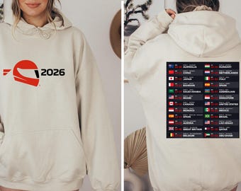 Sudadera con capucha de Fórmula 1 2026: calendario de carreras, fechas de giras de automovilismo, el regalo perfecto para los aficionados a las carreras.