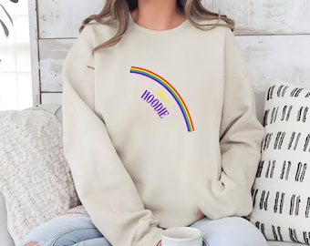 Custom Name Rainbow Sweatshirt, Personalized Aesthetic Hoodie, Cute Colorful Quote Pullover, Cozy Custom Gift Sweater