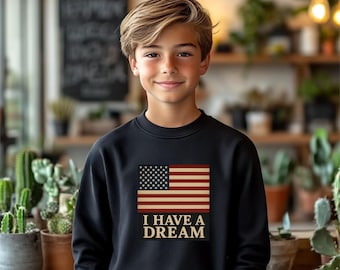 American Flag Kids Hoodie • USA Youth Sweatshirt • Patriotic Children Pullover