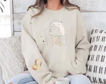 Bolsa de lona con el símbolo del zodiaco Leo, dorada, minimalista, con el horóscopo astrológico, con un bonito diseño del zodiaco.