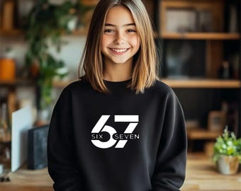 Sudadera juvenil 67, suéter para adolescentes Six Seven, sudadera moderna con el logo 67, sudadera minimalista con número para adolescentes, top gráfico 67 de moda