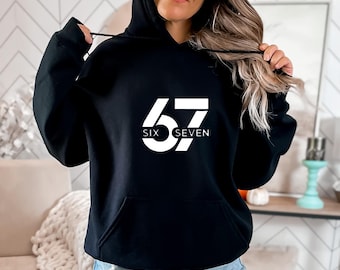 Sudadera con capucha 67 Six Seven, minimalista, moderna, con el logotipo 67, regalo con número personalizado