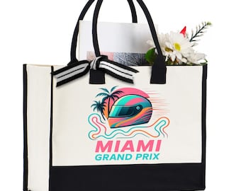 Bolso de mano del Gran Premio de Miami: bolso de mano de carreras de fórmula, bolso de playa de deportes de motor, bolso de compras para el fin de semana de carreras en Miami