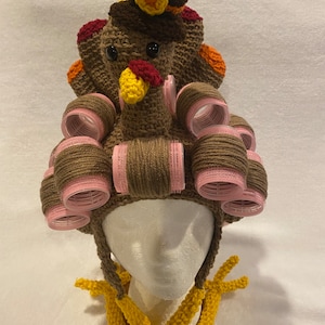 Crochet Turkey Curler Hat