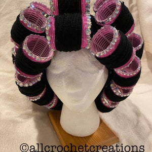 Curler Hat with Bling with Hair Color Options