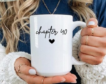 Mug personnalisé 40e anniversaire, tasse à café chapitre 40, cadeau 13 options de polices, cadeau 40 anniversaire personnalisé pour elle, tasse époque 40 ans