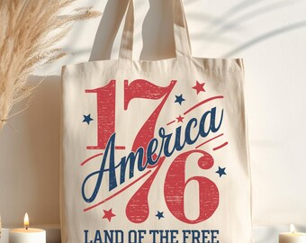 America 1776 Land Of The Free Tote Bag, 250th Anniversary Bag, 4th Of July Independence Day ToteBag, Patriotic Holiday Gift, Summer Bags
