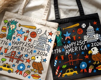 Sac cabas America 250e anniversaire, sac 1776-2026, sac America Freedom, sac cabas USA 250e anniversaire, sac cabas défi commémoratif