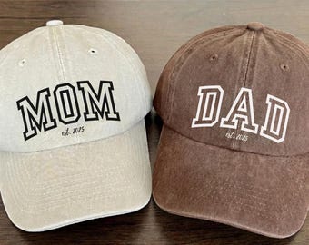 Custom Hat, Mom Cap With Date, Dad Cap With Date, Vintage Baseball Hat, Dad Est Year, Gift For New Dad, Mother's Day Gift, Father's Day Gift