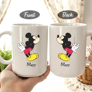 Personalized Mickey and Minnie Mug, Mickey Mouse Gift, Custom Name Coffee Cup, Valentines Day Mug, Disney Mug, Couple Gift for Disney Fans bild 1