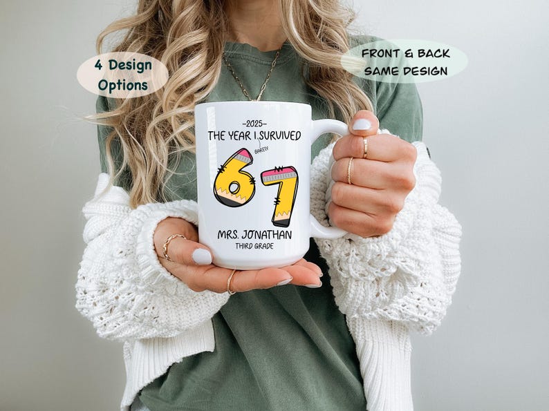 67 Funny Teacher Mug, The Year I Barely Survived 67, Personalized Teacher Coffee Mug, Teacher Gift, Custom Teacher Mug, Funny Teacher Gift image 1