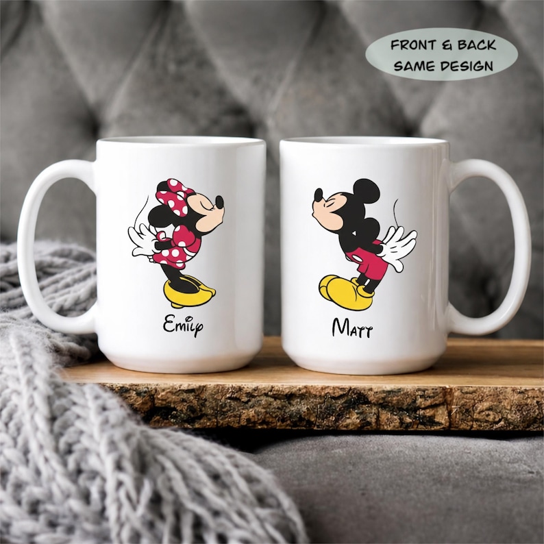 Personalized Mickey and Minnie Mug, Mickey Mouse Gift, Custom Name Coffee Cup, Valentines Day Mug, Disney Mug, Couple Gift for Disney Fans bild 2