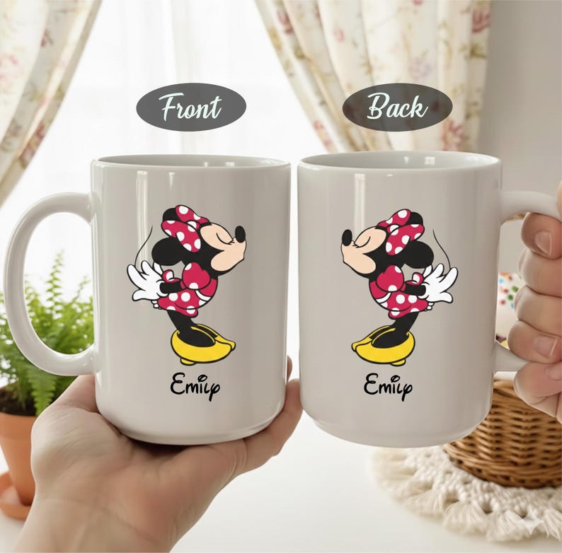 Personalized Mickey and Minnie Mug, Mickey Mouse Gift, Custom Name Coffee Cup, Valentines Day Mug, Disney Mug, Couple Gift for Disney Fans bild 3