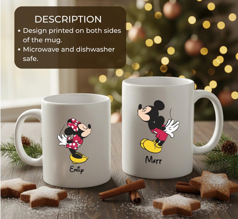 Personalized Mickey and Minnie Mug, Mickey Mouse Gift, Custom Name Coffee Cup, Valentines Day Mug, Disney Mug, Couple Gift for Disney Fans bild 9