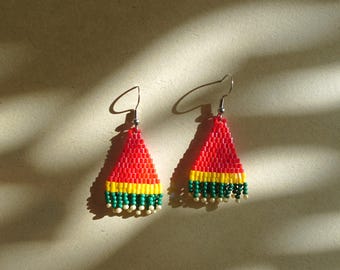 Red & Green Beaded Earrings | Sunset Ridge | Hidden Colors of the Mountain Collection