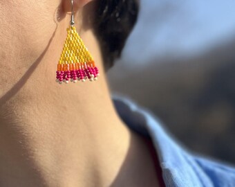 Yellow & Pink Beaded Earrings | Golden Peak | Hidden Colors of the Mountains Collection