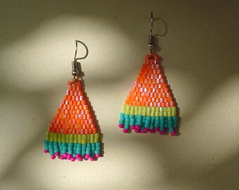 Orange & Green Beaded Earrings | Amber Summit | Hidden Colors of the Mountain Collection