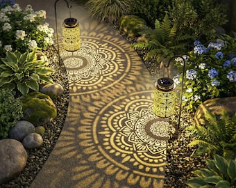 Bronze Solar-Powered Lantern, Outdoor Hanging Waterproof Metal Light, Suitable For Garden, Courtyard, Table Decorationc