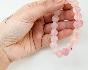 Rose Quartz Healing Bracelet 8mm: Love Attraction & Heart Chakra Crystal Jewelry for Women