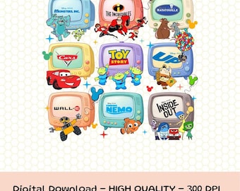 Retro Disneyland Pixar Movie Television Png, Disneyland Pixar Pier Png, Toy Story Finding Nemo Png, Disneyland Family Matching Trip Png