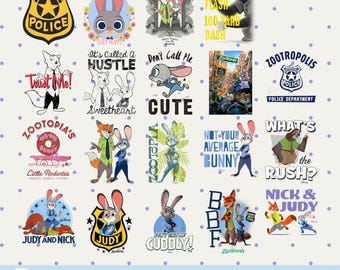 19+ Designs Zootopia PNG Bundle, Disneyland Cartoon Characters Png, Zootropolis Zoomania, Disneyworld Zootopia Movie Png, Digital Download