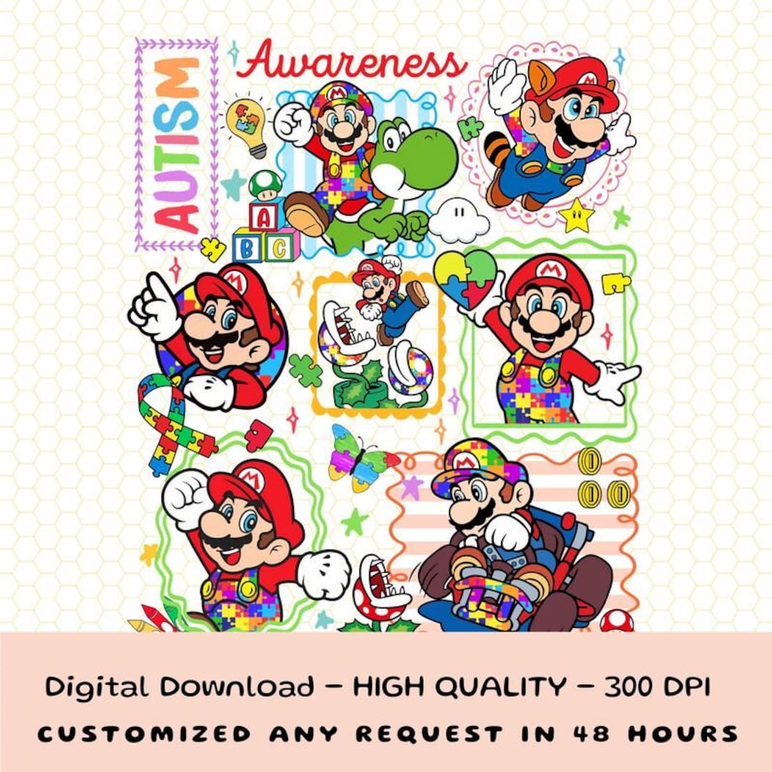 Mario Autism Png, Mario Autism Awareness Png, Mario Luigi Movie Png ...