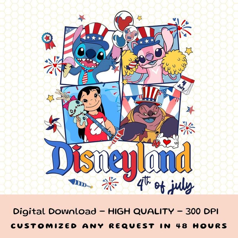 Palloncini di Lilo e Stitch per il 4 luglio a Disneyland (PNG), Stitch e Angelo, PNG del 4 luglio, PNG del 4 luglio a Disneyworld immagine 1
