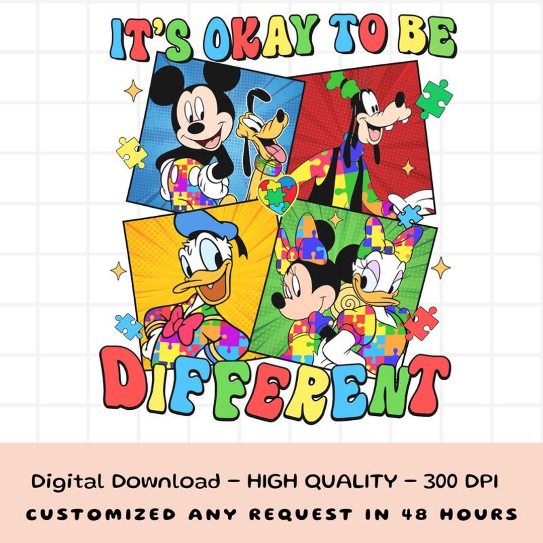 Disneyland Mickey and Friends Autism Png, It's Okay to Be Different Png ...