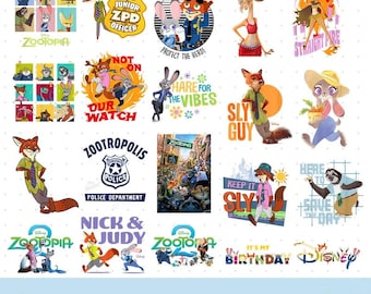 Plus de 19 modèles Zootopia PNG Bundle, personnages de dessins animés Disneyland Png, Zootropolis Zoomania, film Disneyworld Zootopia Png, téléchargement numérique