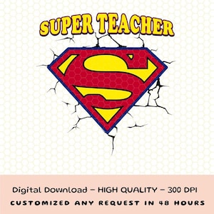 Super Teacher Png, Best Teacher Png, Hero Teacher Png, First Teacher's Day Png, Back To School Png, Teacher Appreciation Gift image 1