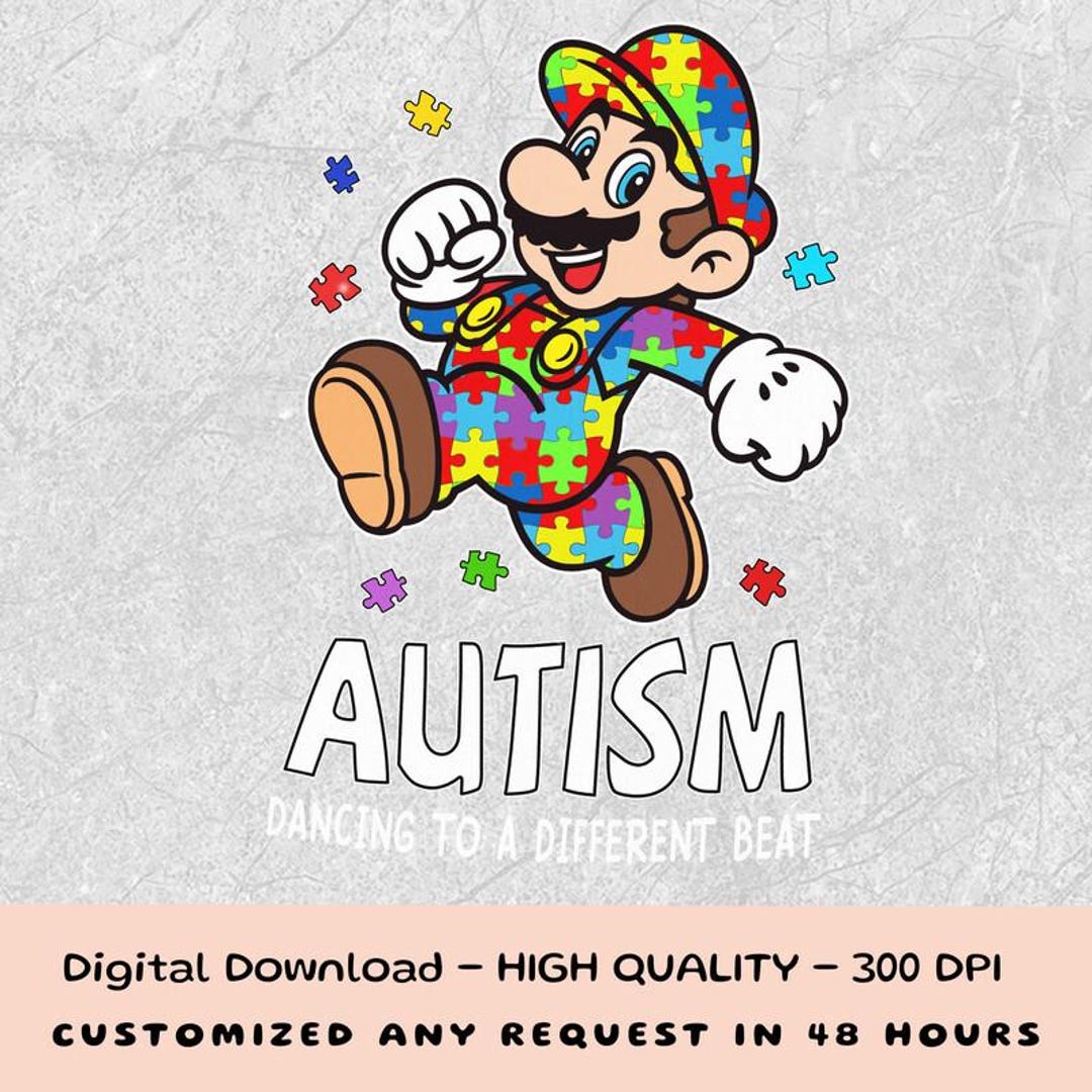 Super Mario Autism Png Autism Awareness Png Mario I Wear Blue Png Mario ...