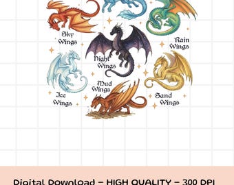 Wings Of Fire Dragons  Png, Queen Of Pyrrhia TPng, Dragon Lover Png, Nightwings Seawings Icewings Png, Bookish Gift