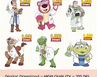 Disneyland Toy Story Lab Week 2026 Png, Personalizza tutti i personaggi Lab Story 2026, Team di laboratorio, Laboratorio clinico digitale