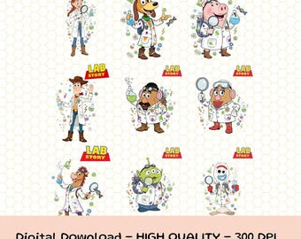 Disneyland Toy Story Lab Week 2026 Png, Personalizza tutti i personaggi Lab Story 2026, Team di laboratorio, Laboratorio clinico di medicina