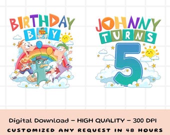 Descarga digital personalizada de cumpleaños de Phineas y Ferb, Perry el Ornitorrinco (PNG), Phineas y Ferb para niño (PNG)