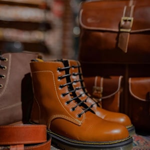 Handmade Honey Leather Boots | Women's Future Urban Combat Boots