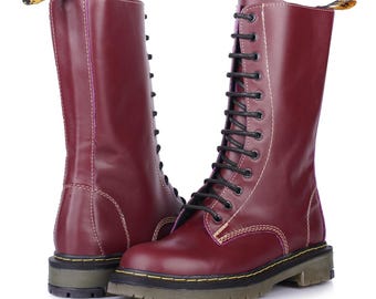 Botas de piel con cordones para mujer, 32 cm | Botas Future hechas a mano