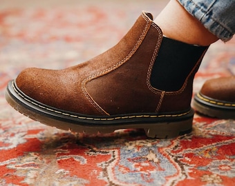 Brown Leather ankle Boots Women – Rustic Natural Leather Handmade