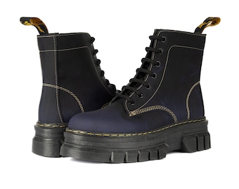 Buty Rhino Ember Blue | Ręcznie robiona skóra bydlęca | Sznurowane i podeszwa Thermolite | Unikalny design