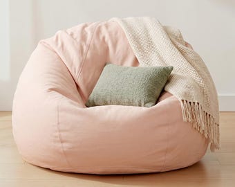 Fodera per pouf in cotone rosa fatta a mano / Comoda seduta da pavimento