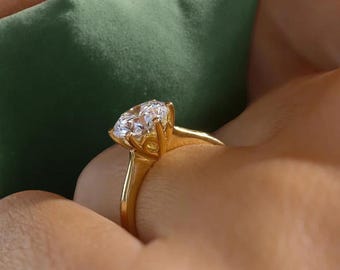 18k/14K Solid Gold 6-Prong Round Cut Solitaire Moissanite Engagement Ring Dainty Moissanite Ring,Wedding Ring, Minimalist Gold Promise Ring