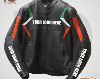 Chaqueta de motocicleta personalizada hecha a mano, de cuero genuino, equipo de motociclista.