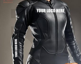 Traje de carreras de motocicleta para mujer hecho a medida / Traje de cuero profesional de una pieza.
