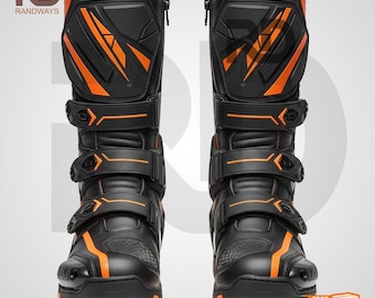 Botas de moto protectoras hechas a mano, de cuero, para competición y turismo.