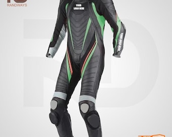 Custom biker uit één stuk leren racepak | Gepersonaliseerde track- en straatbescherming.