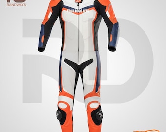 Traje de motocicleta de cuero de una pieza personalizado hecho a mano / Ropa de carreras unisex a prueba de viento, impermeable y transpirable.