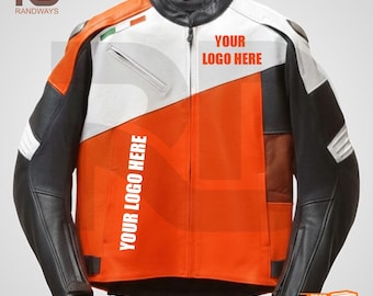 Chaqueta de cuero para motocicleta hecha a mano / Equipo de carreras para motociclistas personalizado / Ropa protectora a prueba de viento para calle y pista.