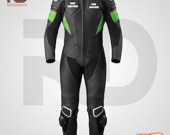 Traje de cuero para motocicleta personalizado StealthPro / Traje de una pieza para rendimiento en pista.